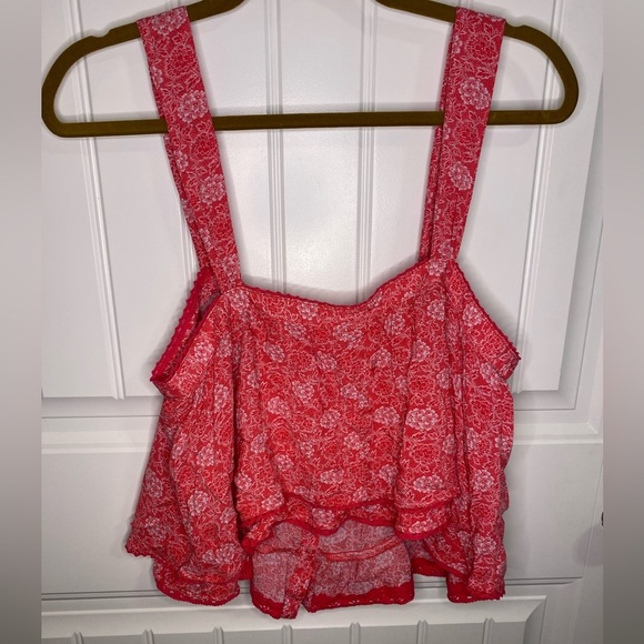 Free People Pink Floral Ruffled Crop Tank Top - Picture 7 of 7